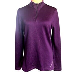 Under Armour Cold Gear Fitted Womens Sz L Purple 1/4 Zip Mock Neck Pullover Top